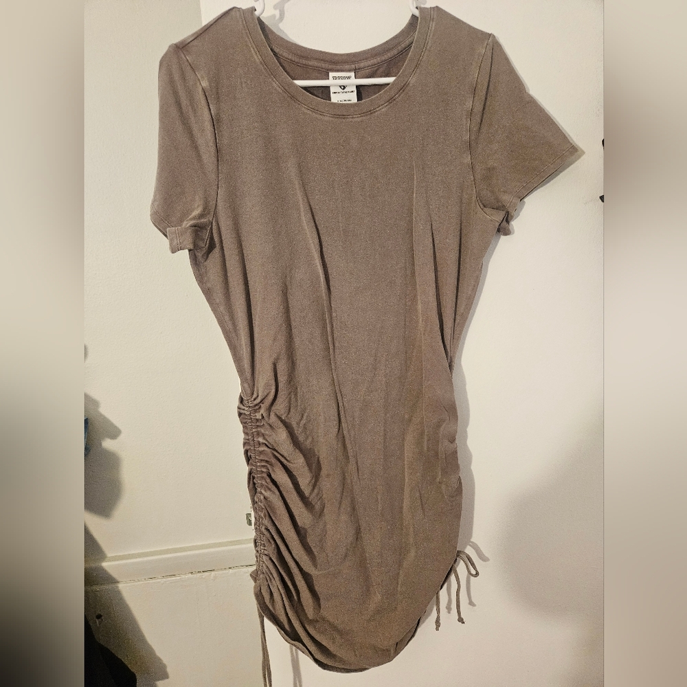 PINK Victoria's Secret Taupe Ruched Tee